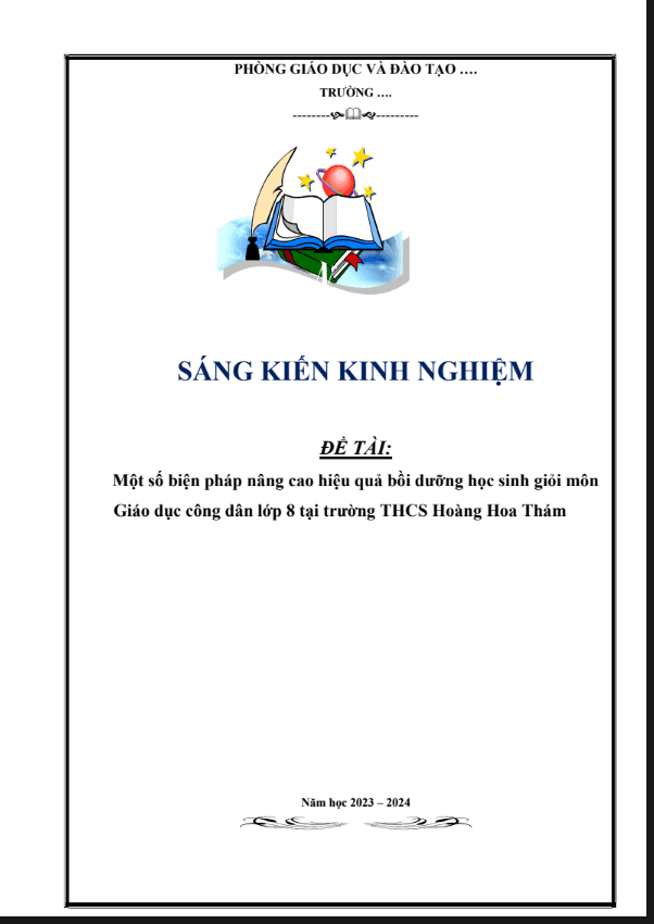 Một số biện pháp nâng cao hiệu quả bồi dưỡng học sinh giỏi môn Giáo dục công dân lớp 8 tại trường THCS Hoàng Hoa Thám