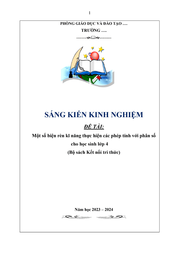 Một số biện rèn kĩ năng thực hiện các phép tính với phân số cho học sinh lớp 4 (Bộ sách Kết nối tri thức)