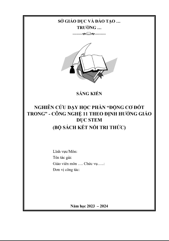 Nghiên cứu dạy học phần “Động cơ đốt trong” - Công nghệ 11 theo định hướng giáo dục STEM (Bộ sách Kết nối tri thức)