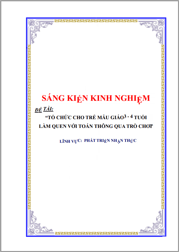 tổ chức cho trẻ mẫu giáo 3 - 4 tuổi làm quen với toán thông qua trò chơi